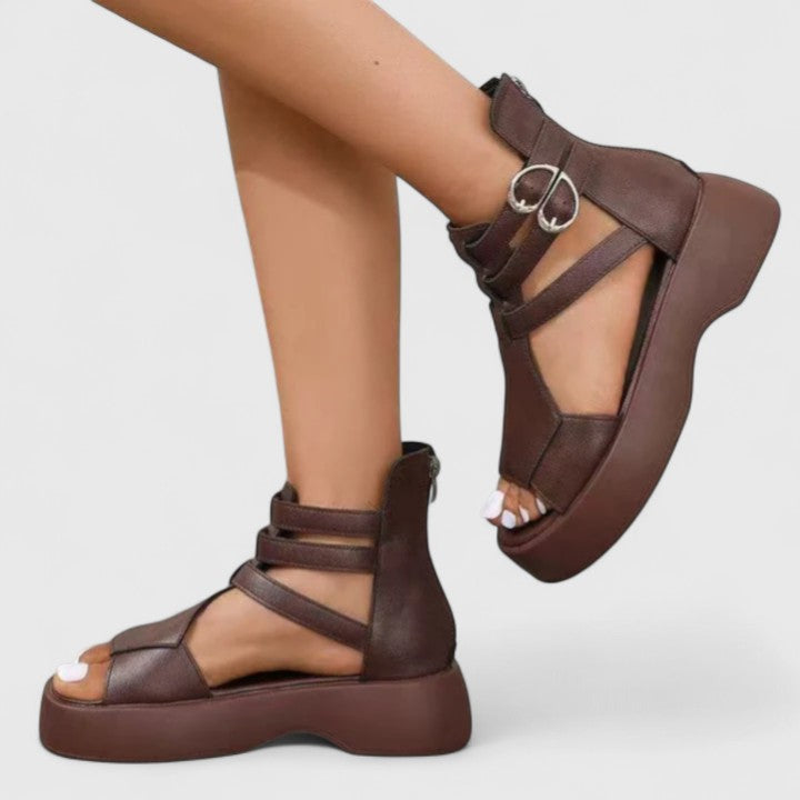 Celia | Women's Platform Gladiator Sandals Multi-Strap Buckle