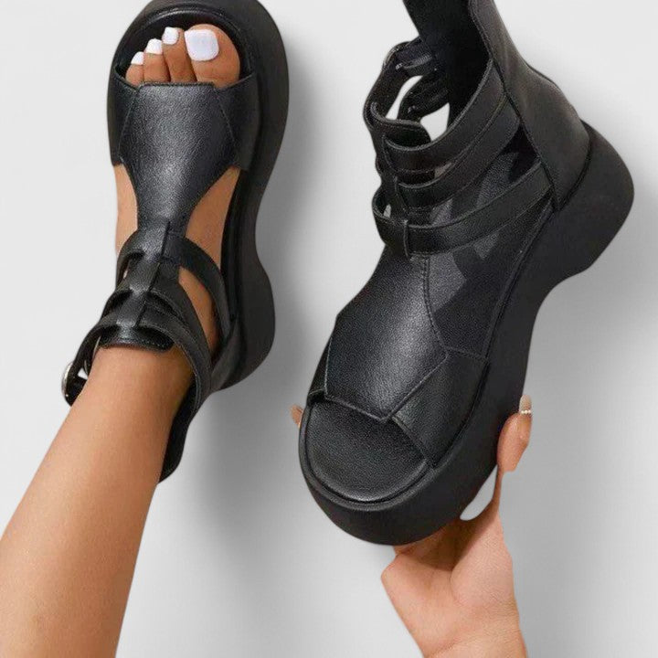 Celia | Women's Platform Gladiator Sandals Multi-Strap Buckle