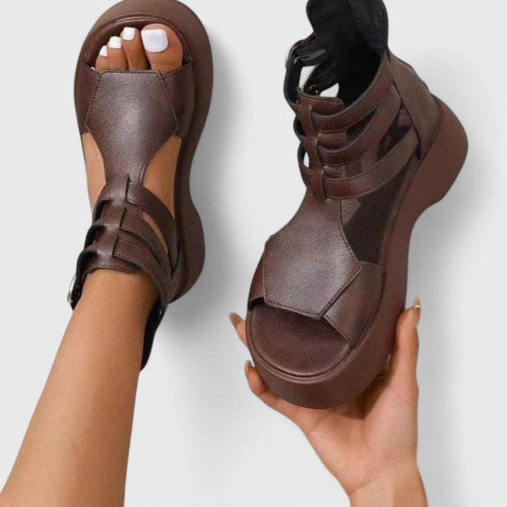 Celia | Women's Platform Gladiator Sandals Multi-Strap Buckle
