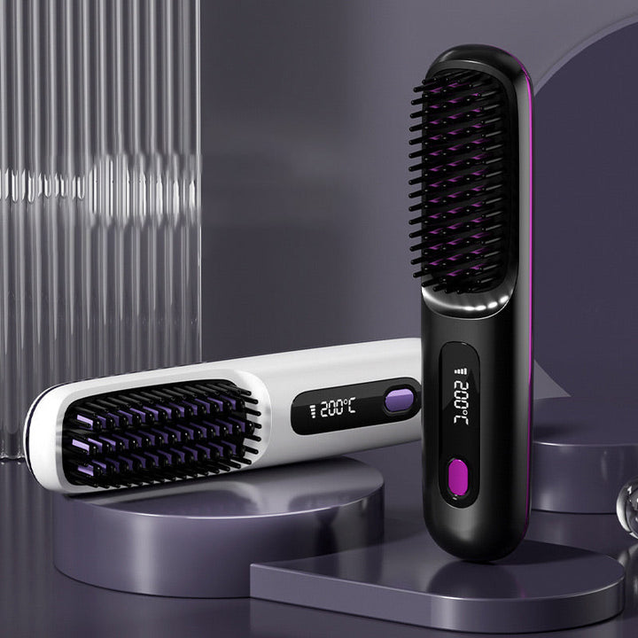 Wireless ceramic heating hair straightening comb