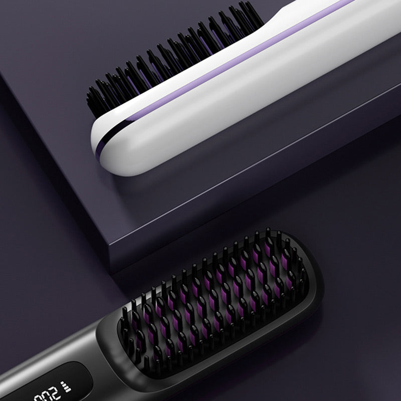 Wireless ceramic heating hair straightening comb