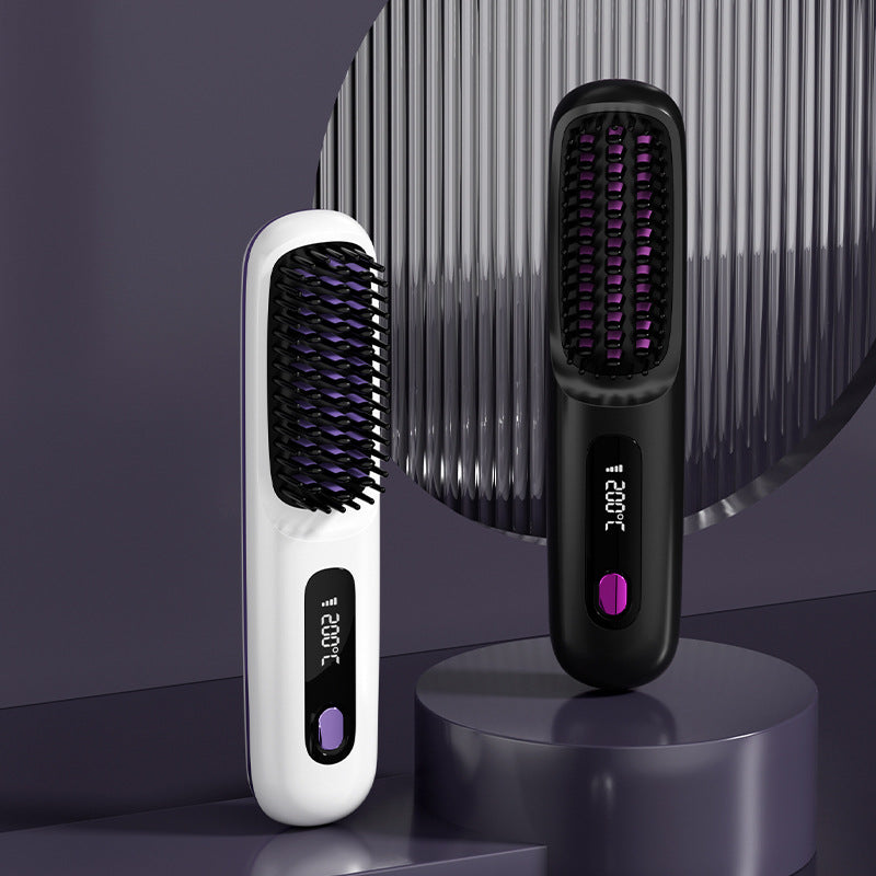 Wireless ceramic heating hair straightening comb