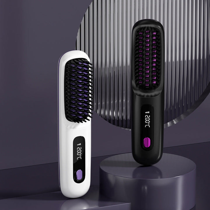 Wireless ceramic heating hair straightening comb