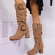 Women's suede ankle boots with buckle detail