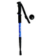 Adjustable trekking pole with black handle, wrist strap and telescopic shaft
