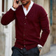 Men's V-neck button cardigan with long sleeves and ribbed trim