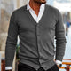 Men's V-neck button cardigan with long sleeves and ribbed trim