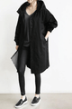 Women's long hooded button-front windbreaker coat