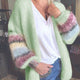 Women's striped color block knit cardigan with long sleeves