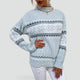Women's textured crew neck sweater with snowflake pattern bands