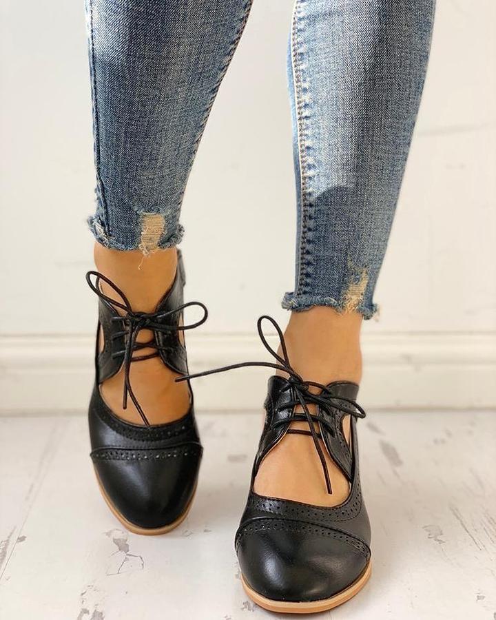 Celeste | Heeled Lace-Up T-Strap Shoes