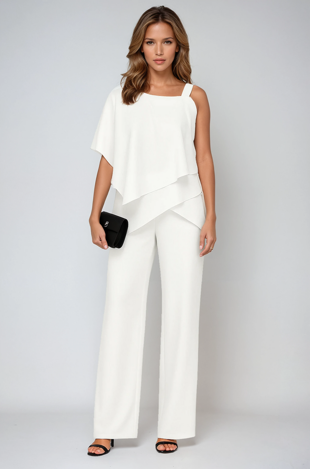 ASYMMETRICAL TOP & WIDE-LEG TROUSERS TWO-PIECE SET
