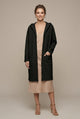 Women's hooded textured longline cardigan with open front and front pockets