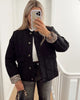 Women's quilted jacket with button front and animal-print cuffs