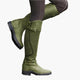 Women's tall riding boots with buckle strap and lugged sole