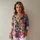 Women's Floral Print Blouse Fb0834 in Blue - Pink - Red | Bellmere