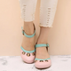 Comfortable Low-Heeled Sandals in Blue - View 5 | Bellmere