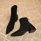 Women's pointed-toe ankle boots with block heels