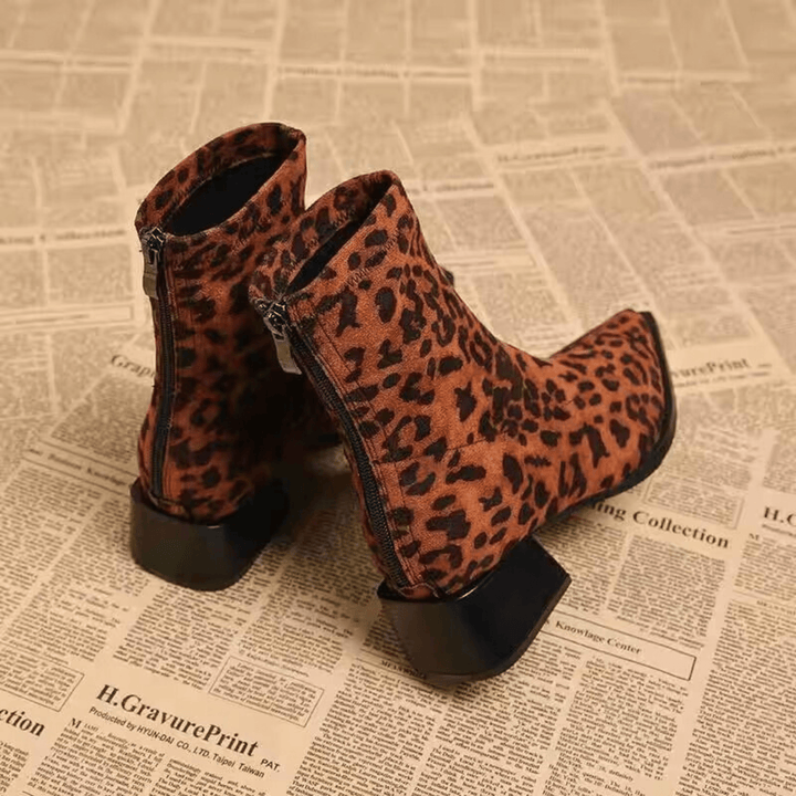Women's pointed-toe ankle boots with block heels
