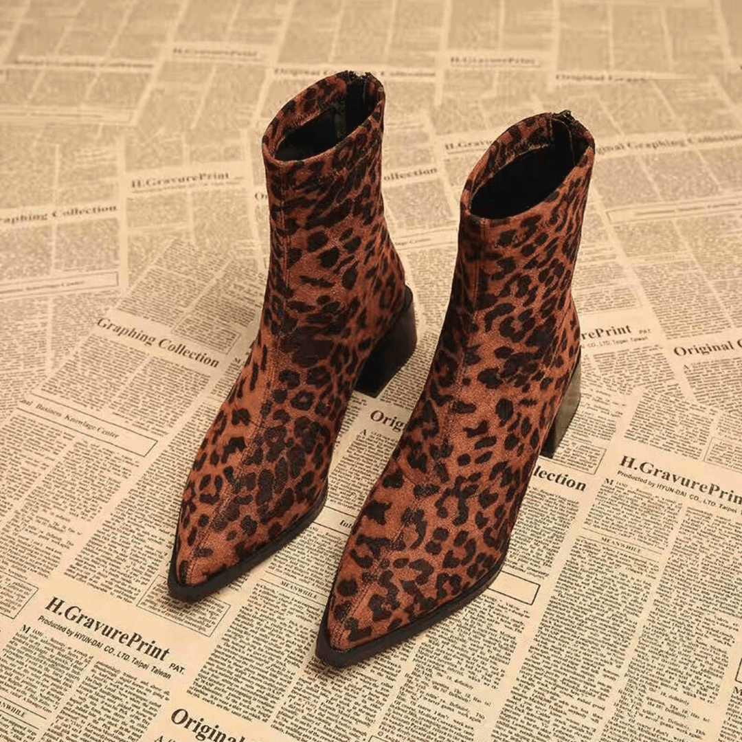 Women's pointed-toe ankle boots with block heels