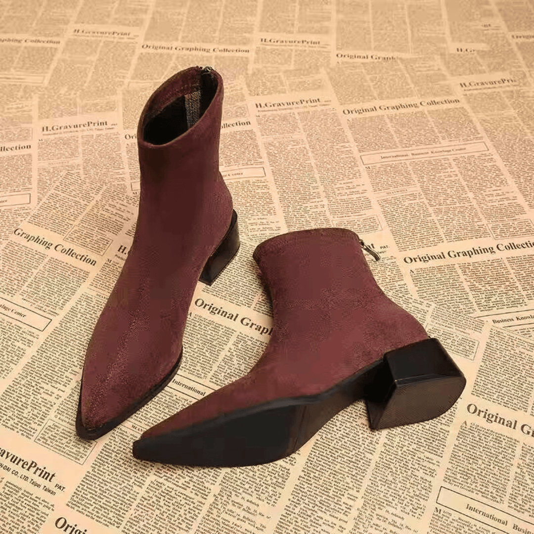 Women's pointed-toe ankle boots with block heels