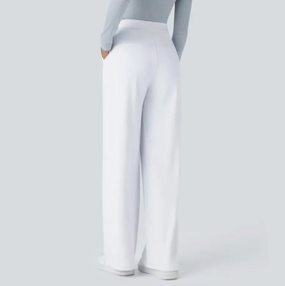 Women's high-waisted wide-leg trousers with side pockets