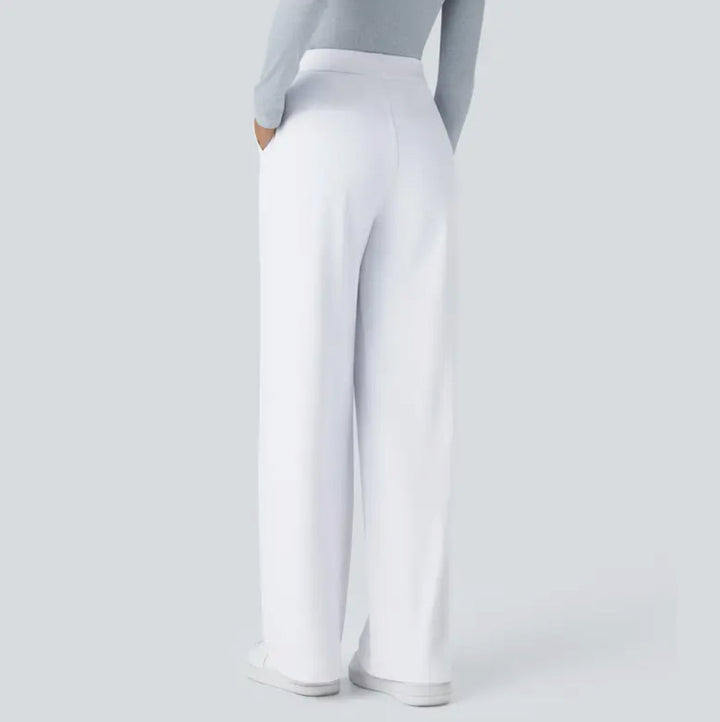 Women's high-waisted wide-leg trousers with side pockets