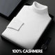Folded plain knit turtleneck sweater with ribbed collar and cuffs