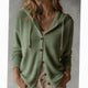 Women's hooded waffle knit cardigan with button front, drawstring hood and pockets