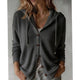Women's hooded waffle knit cardigan with button front, drawstring hood and pockets