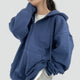 Women's relaxed zip-front hooded hoodie with long sleeves and large front pockets