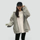 Women's relaxed zip-front hooded hoodie with long sleeves and large front pockets