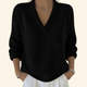 Women's V-neck sweater with long sleeves and ribbed hem