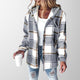 Women's checked hooded shacket with button front