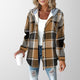 Women's checked hooded shacket with button front