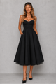 Corset Bodice Midi Dress for Women, Full Pleated Skirt