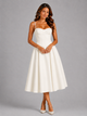 Women's Corset Bodice Midi Dress with Gathered Skirt