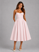 Women's Corset Bodice Midi Dress with Gathered Skirt