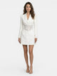 Women's lace corset blazer mini dress with long sleeves and structured shoulders