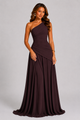 Women's One-Shoulder Maxi Gown with Lace-Up Back