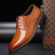 Men's pointed toe lace-up Oxford shoes with curved panel detailing