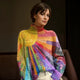 Women's multicolor abstract turtleneck sweater with long sleeves
